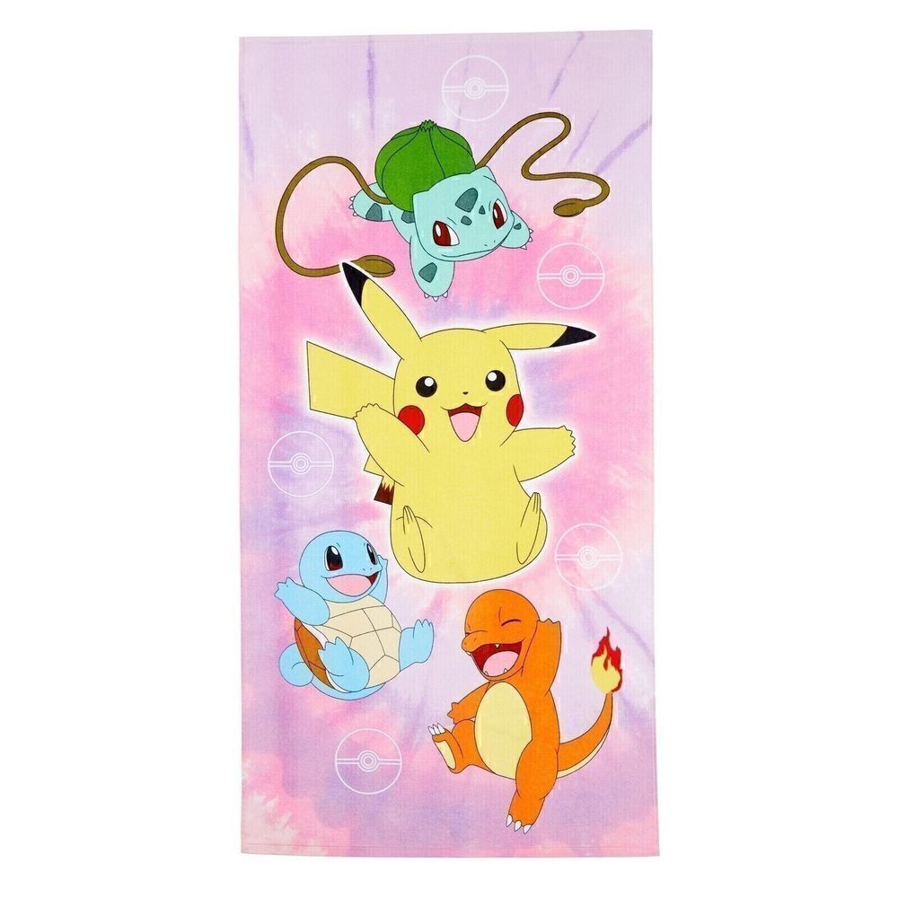 Pokemon Starters Beach Towel Pink Purple 27 x 54 In  90% Cotton
